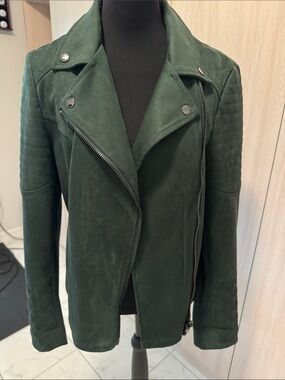Kut from the Kloth Faux Suede Lined BikerJacket with Quilted Shoulder Details